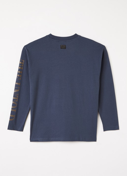 Retour Jeans Juan longsleeve met logoprint - voorkant 3 donkerblauw