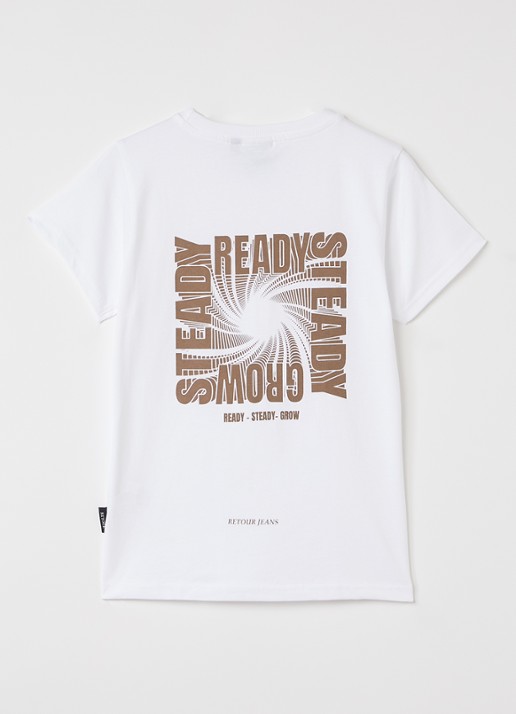 Retour Jeans Kyle T-shirt met logo - voorkant 2 gebroken wit