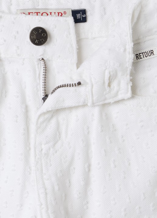 Retour Jeans Lucia loose fit korte broek met structuur - detail 3 gebroken wit