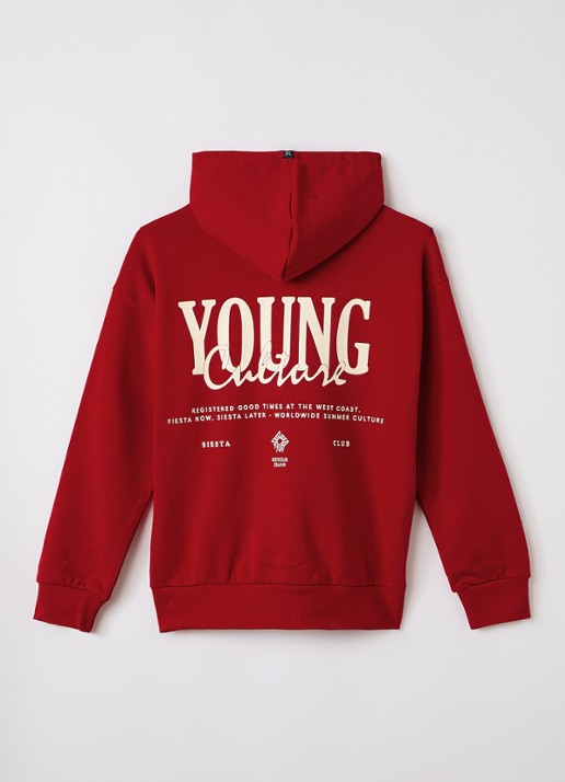 Retour Jeans Marijn hoodie met front- en backprint - voorkant 2 rood