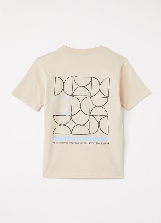 Retour Jeans Matz T-shirt met front- en backprint - voorkant 2 lichtbruin