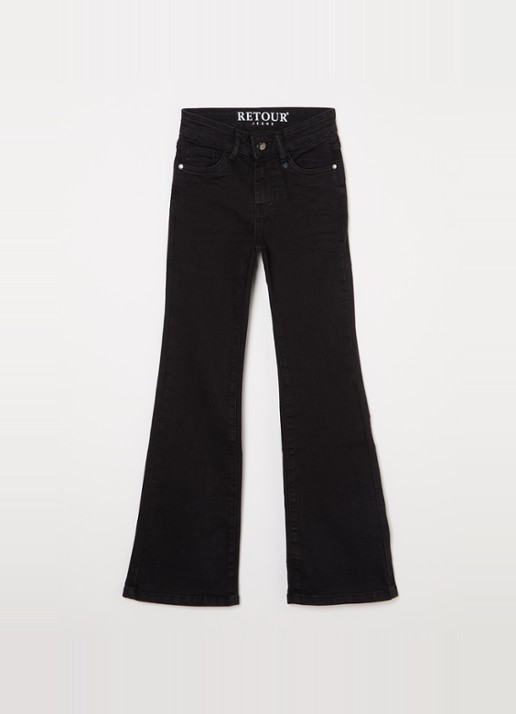 Retour Jeans Mikkie flared jeans met donkere wassing - voorkant 2 zwart