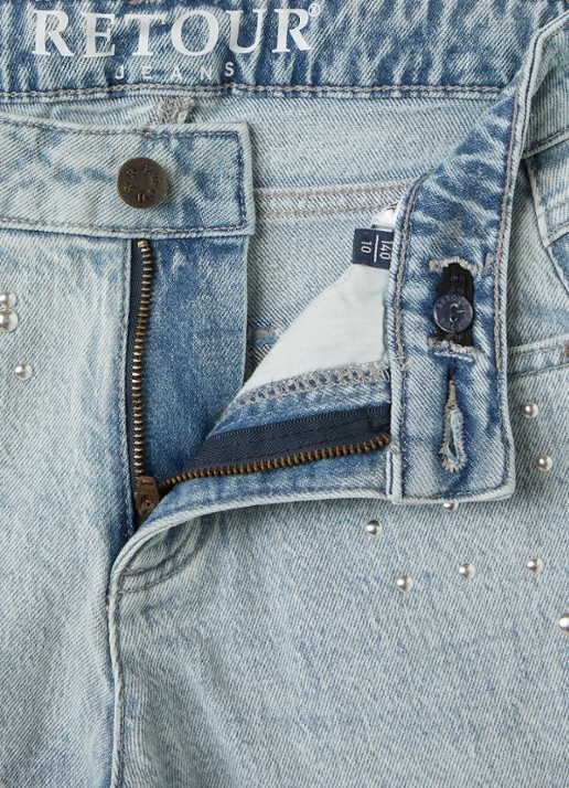 Retour Jeans Mila loose fit korte broek van denim - detail indigo