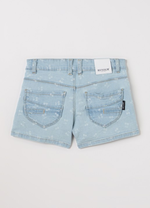 Retour Jeans Nuria straight fit korte broek van denim - voorkant 3 indigo