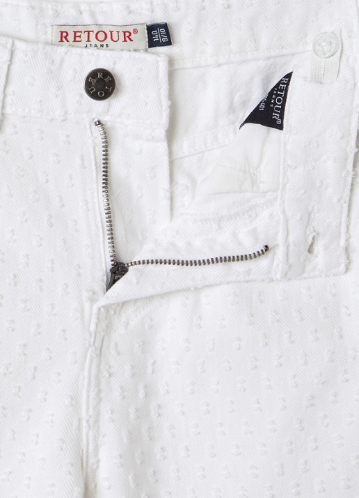 Retour Jeans Oda flared fit broek met structuur - detail wit