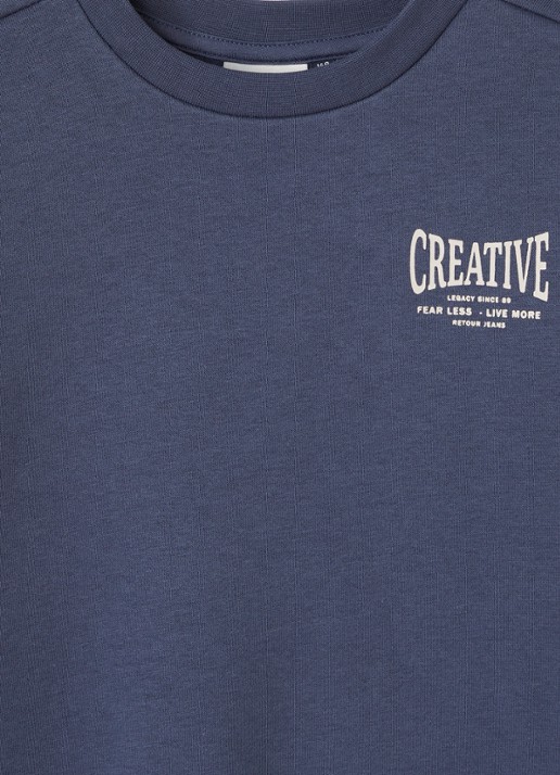 Retour Jeans Otto sweater met logo- en backprint - detail blauw
