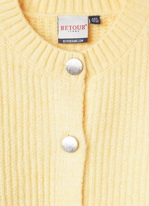Retour Jeans Ribgebreid vest met ronde hals - detail 3 vanillegeel
