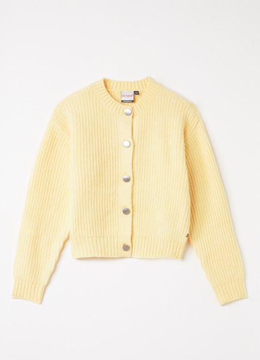 Retour Jeans Ribgebreid vest met ronde hals - voorkant vanillegeel