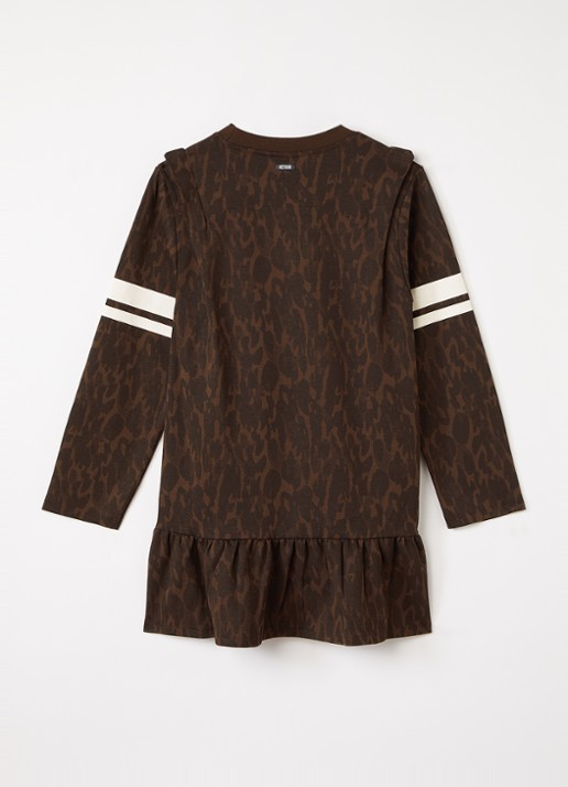 Retour Jeans Robyn jurk met print en borduring - voorkant 3 bruin