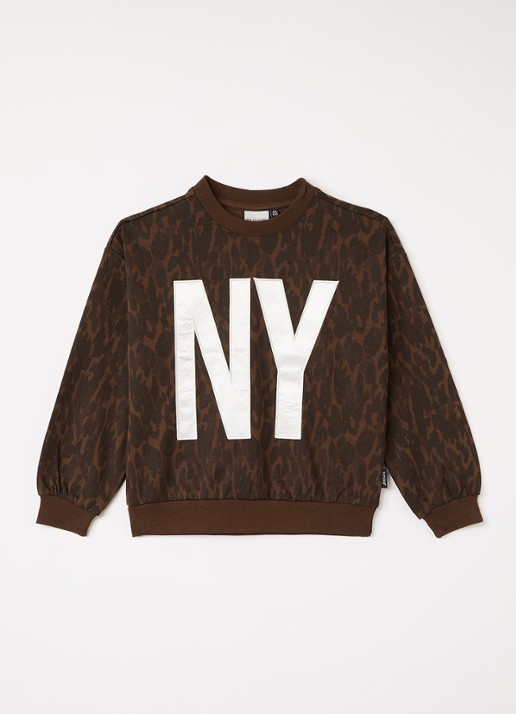 Retour Jeans Vada sweater met panterprint - voorkant 2 lichtbruin