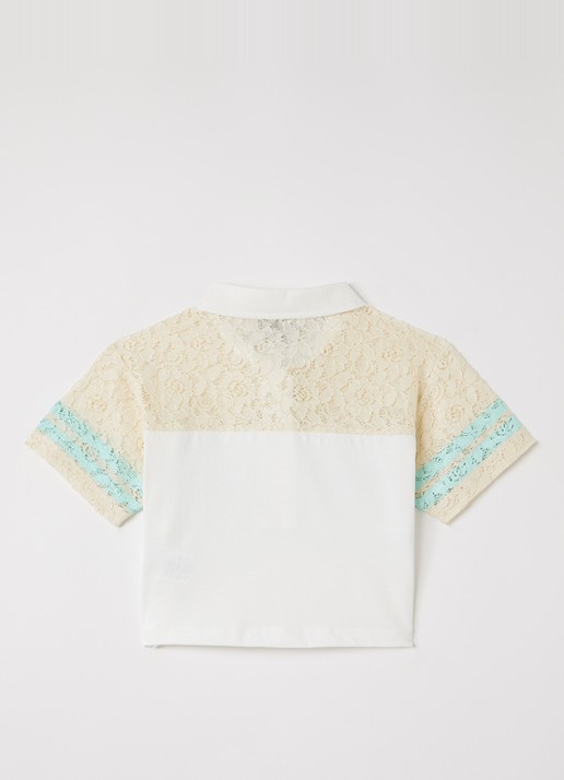 Retour Jeans Wendy polo met print - voorkant 2 gebroken wit