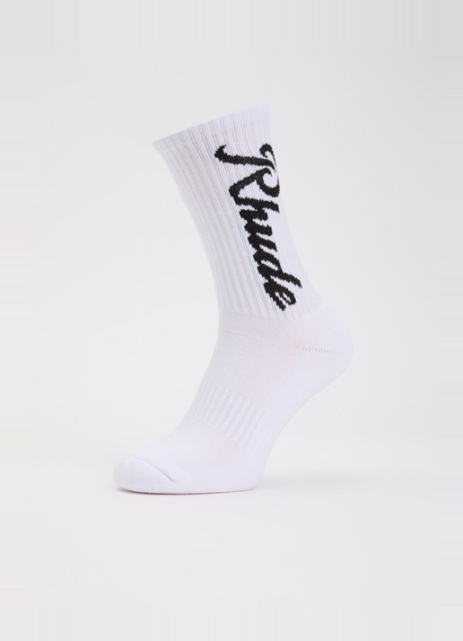 Rhude Destinado Script sportsokken in katoenblend met logo - detail wit