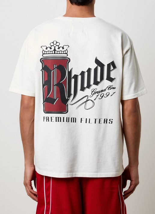 Rhude Fumar 91 T-shirt met logo- en backprint - detail 2 creme
