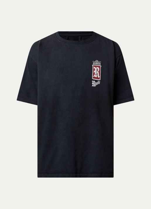 Rhude Fumar 91 T-shirt met logo- en backprint - voorkant 2 zwart