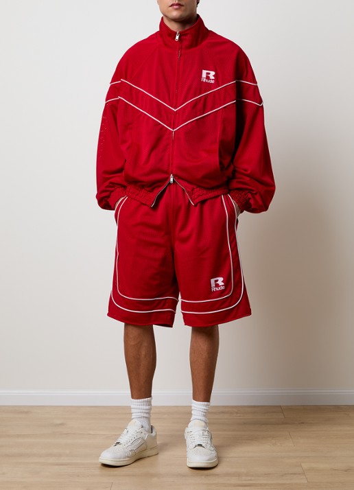 Rhude Jack met logo en opstaande kraag - voorkant 2 kersenrood