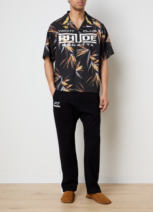 Rhude Lago Hamptons loose fit trackpants met logoborduring - voorkant 5 zwart