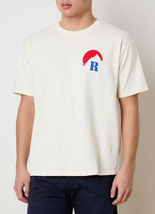 Rhude Moonlight Regatta T-shirt met logo- en backprint - achterkant 3 gebroken wit