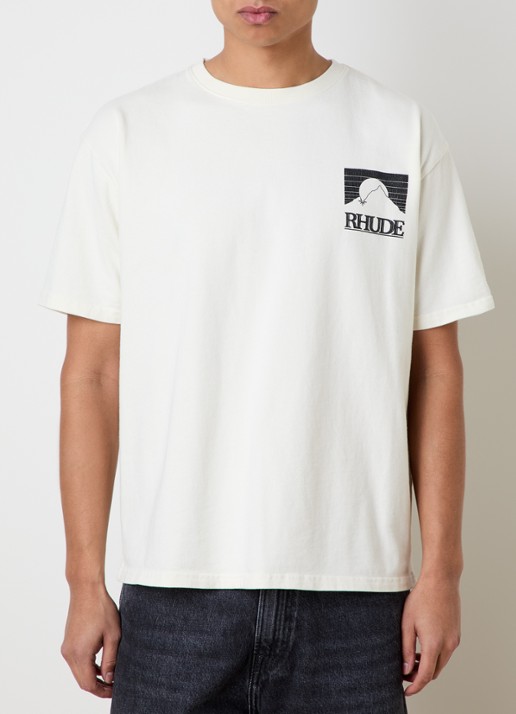 Rhude Moonlight T-shirt met logo- en backprint - achterkant ivoor