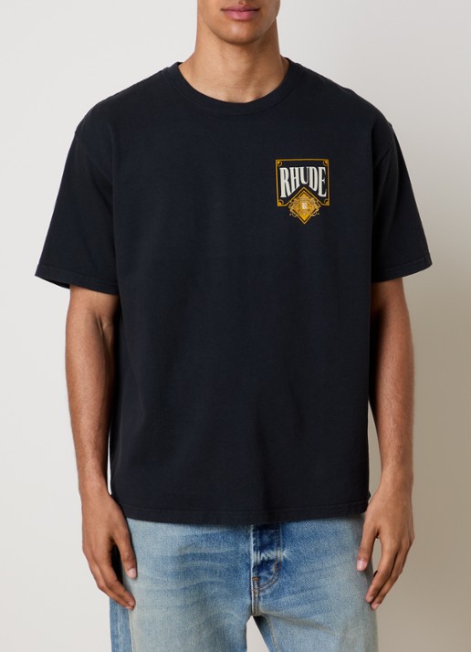 Rhude Playing Card T-shirt met logo- en backprint - achterkant 5 zwart