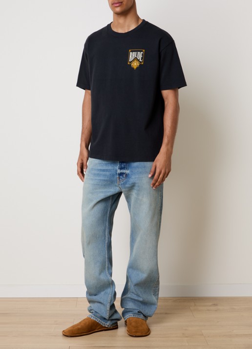Rhude Playing Card T-shirt met logo- en backprint - voorkant 4 zwart