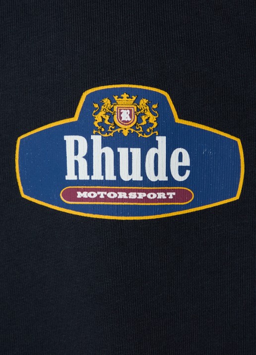 Rhude Racing Crest T-shirt met logo- en backprint - detail 2 donkerblauw