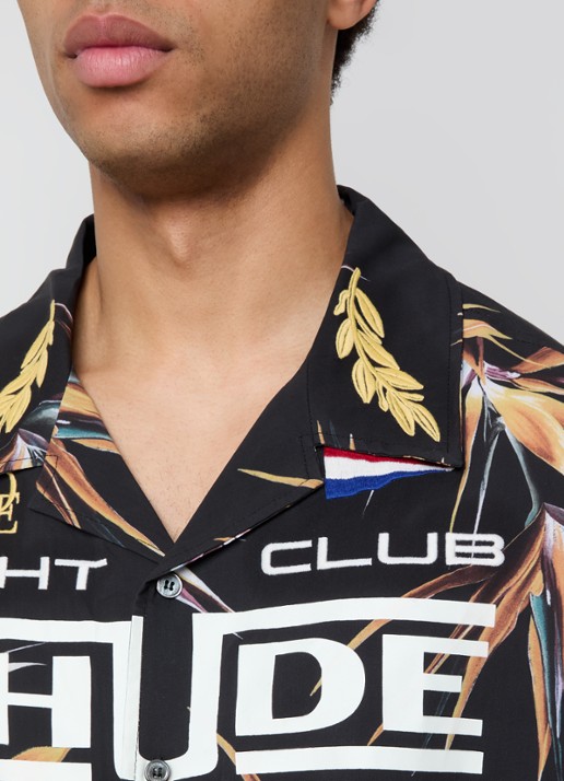 Rhude Regatta Club regular fit overhemd met logoprint  - detail 2 zwart