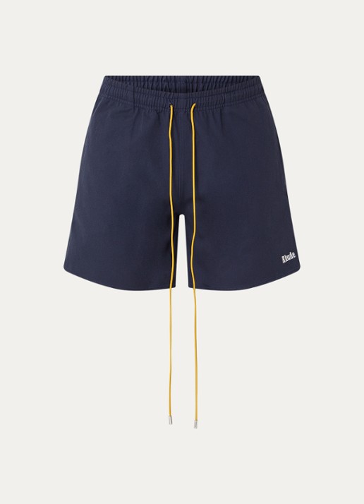 Rhude Straight fit korte broek met elastische band - voorkant donkerblauw