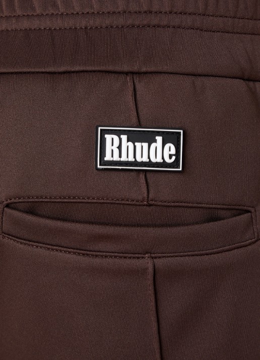 Rhude Trofeo straight fit korte joggingbroek met logo - detail 5 donkerbruin