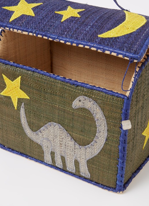 Rice Opbergmand met borduring 22 cm - detail 3 donkerblauw