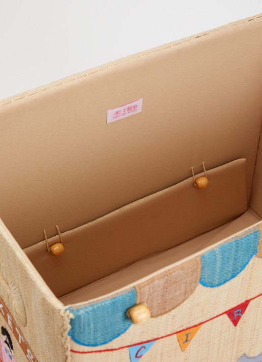Rice Opbergmand van raffia 36 cm - detail beige