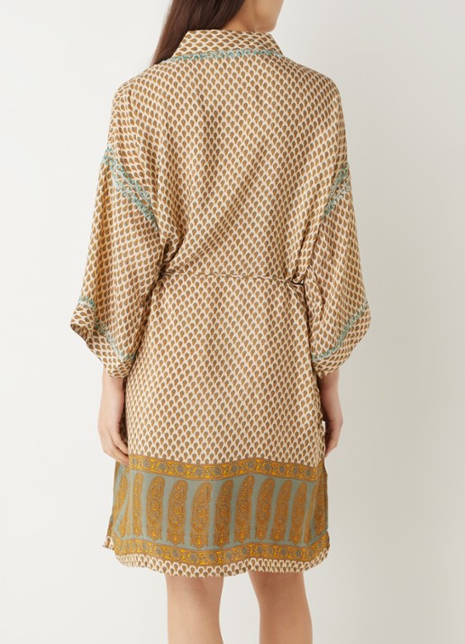 Rituals Jaypur Saree kimono van satijn met paisley dessin - achterkant 3 groen