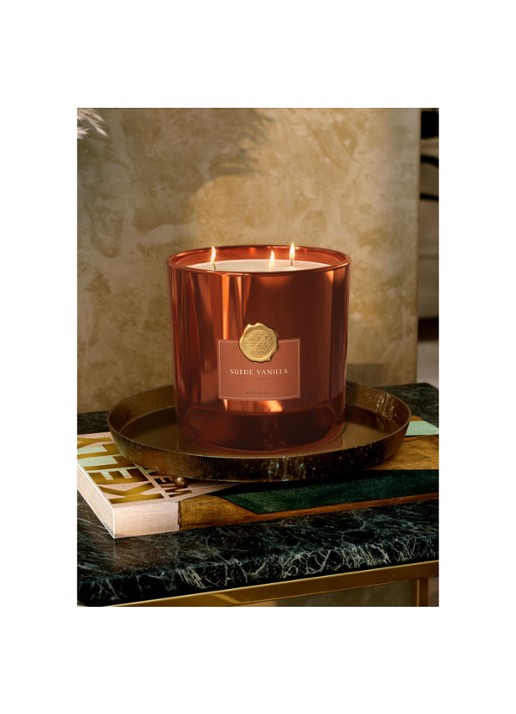 Rituals Suede Vanilla XL geurkaars 1000 gram - detail oranjebruin