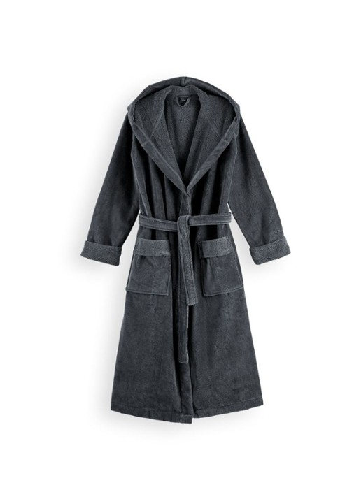 Rituals Super Smooth badjas van katoen - voorkant antraciet