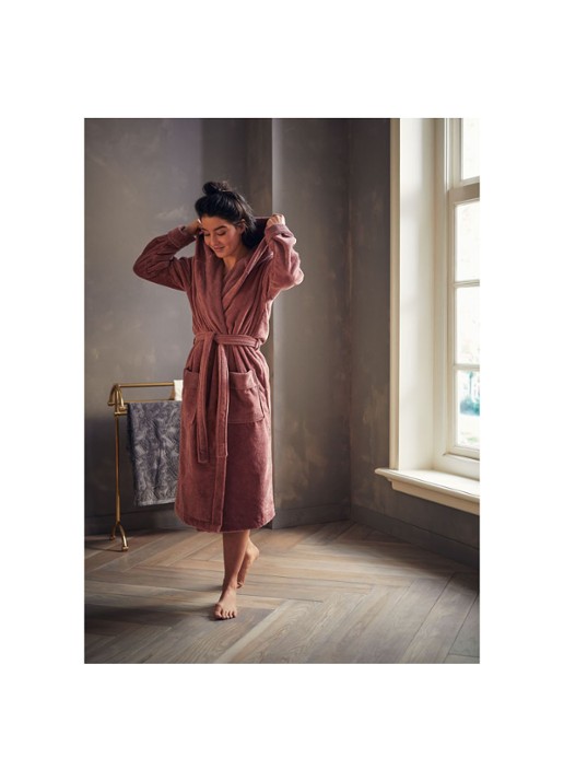 Rituals Super Smooth badjas van katoen - voorkant donkerroze