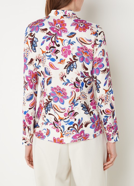 River Woods Blouse met bloemenprint - achterkant donkerroze