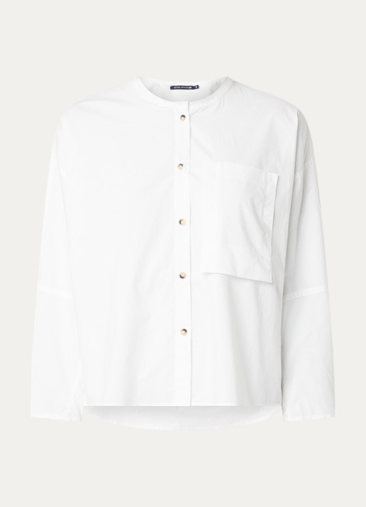 River Woods Blouse met borstzak - voorkant 2 gebroken wit