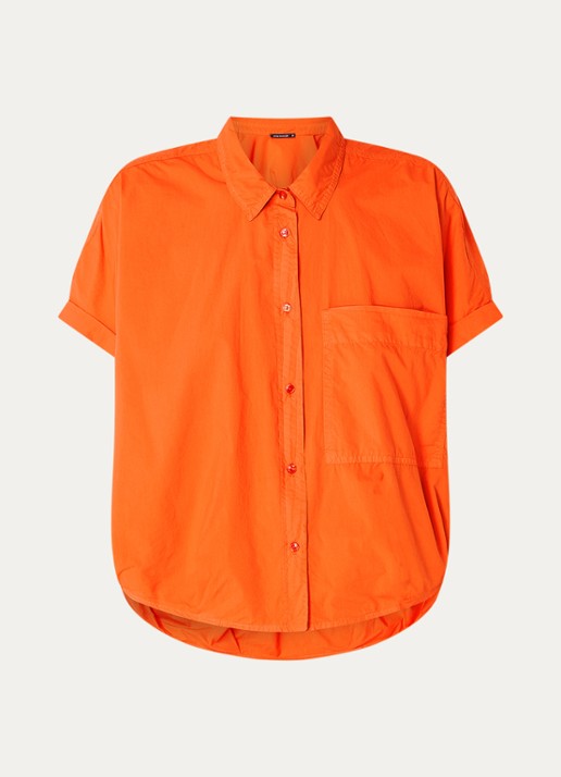 River Woods Blouse met borstzak  - voorkant 3 oranjerood