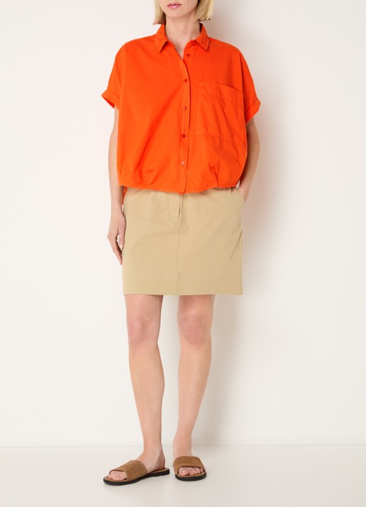 River Woods Blouse met borstzak  - voorkant 4 oranjerood