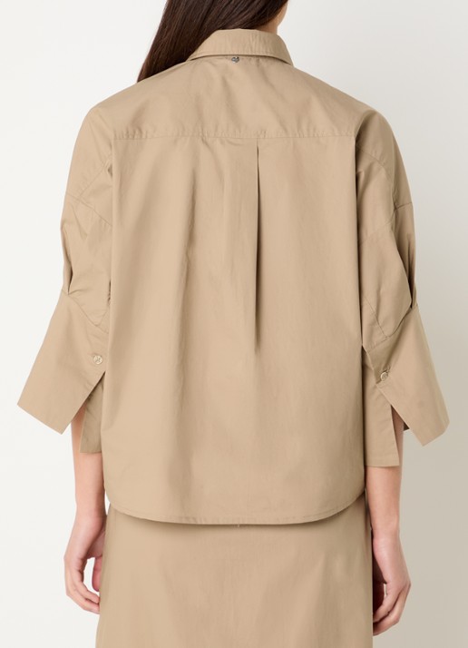River Woods Blouse met kraag - achterkant donkerbeige