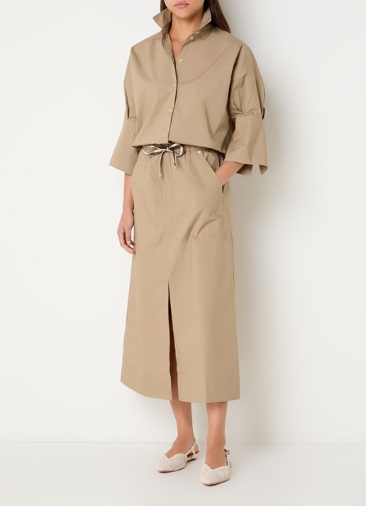 River Woods Blouse met kraag - voorkant 4 donkerbeige