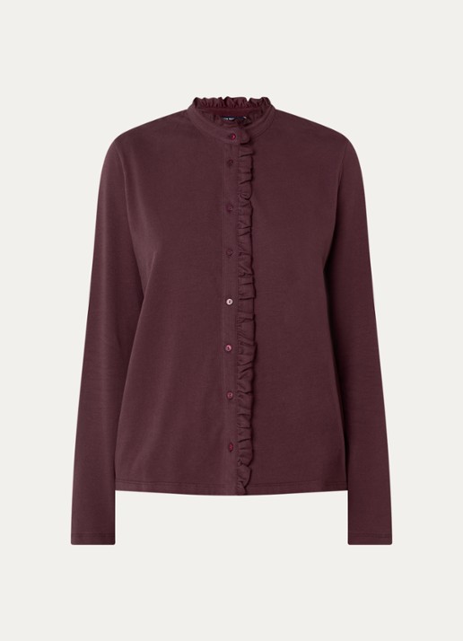 River Woods Blouse met opstaande kraag - voorkant 3 bordeauxrood