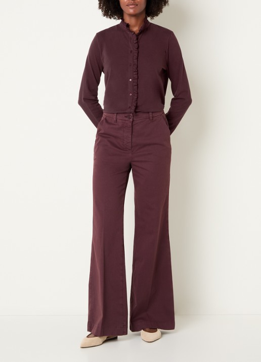 River Woods Blouse met opstaande kraag - voorkant 4 bordeauxrood