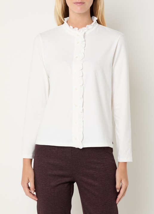 River Woods Blouse met opstaande kraag - detail 4 gebroken wit