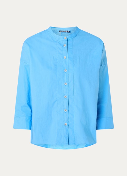River Woods Blouse met plooidetail - voorkant blauw