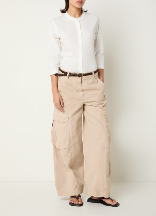 River Woods Blouse met ronde hals - voorkant 4 wit