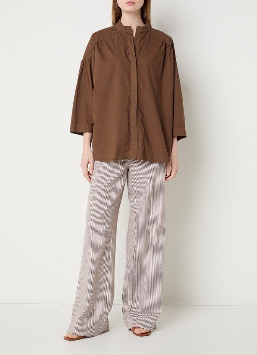 River Woods Blouse met ronde hals - voorkant 2 bruin