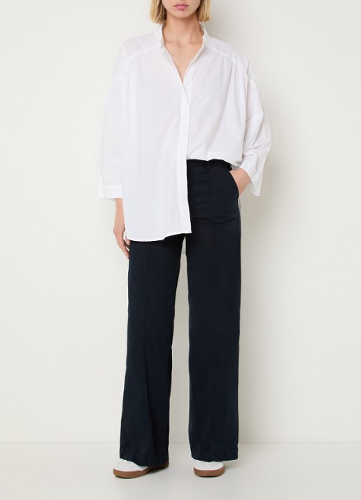 River Woods Blouse met ronde hals - voorkant 3 wit