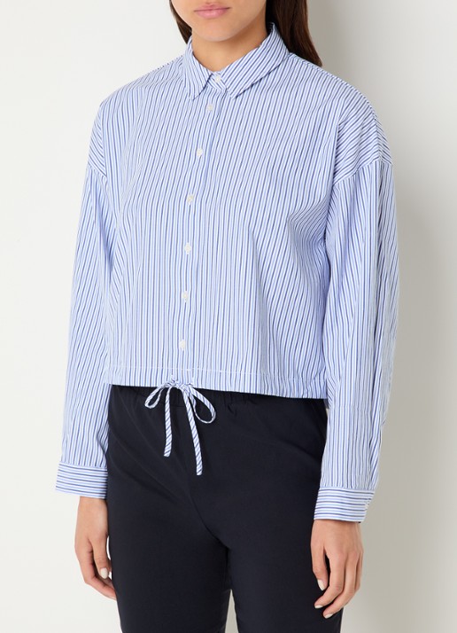 River Woods Blouse met streepprint en strikdetail