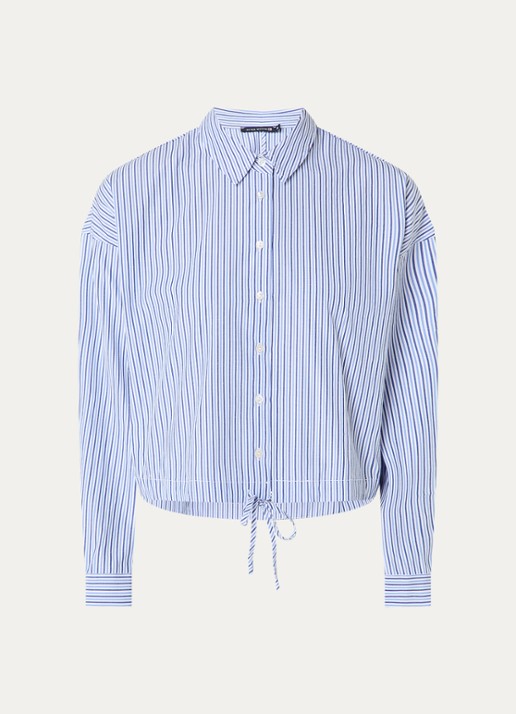River Woods Blouse met streepprint en strikdetail - voorkant 3 indigo