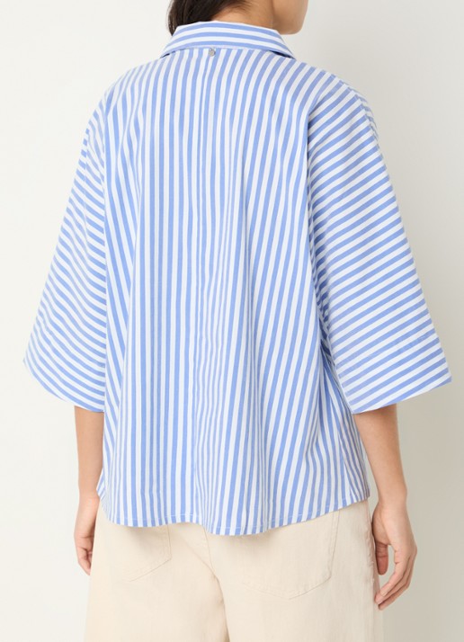 River Woods Blouse met streepprint - achterkant 2 blauw